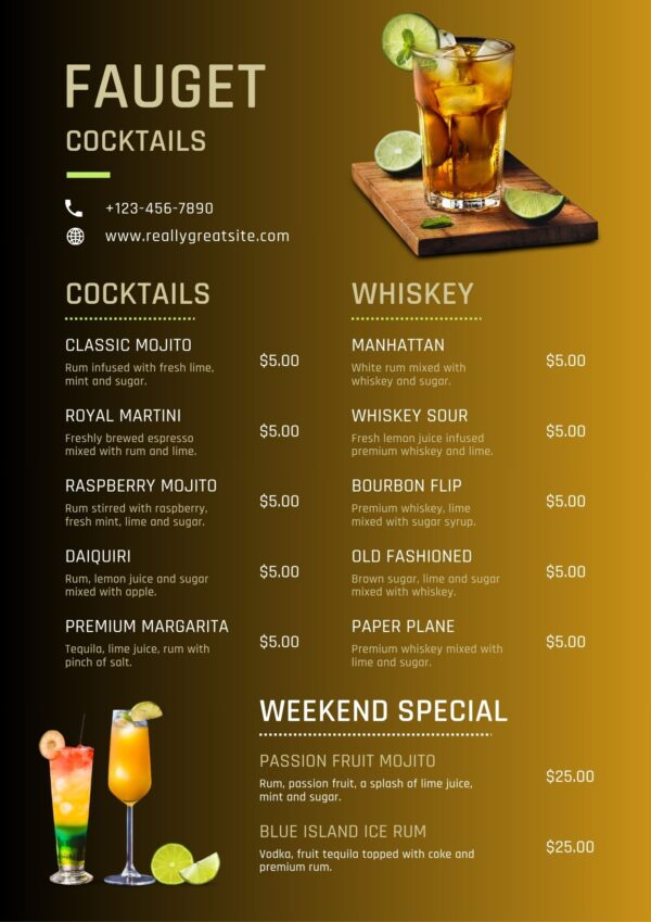 Modern Cocktail Menu Template